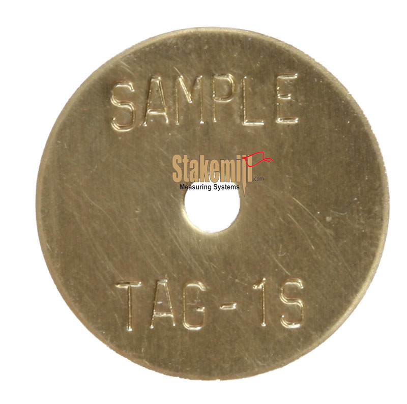Brass 1 Inch Economy Stamped Washer Disc Straight Text