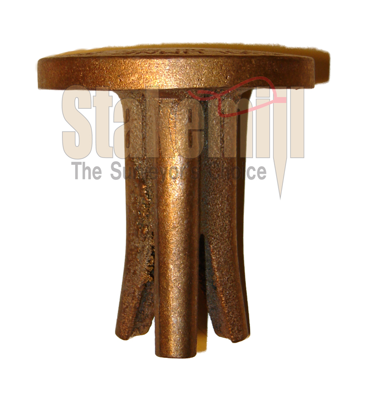2-1/2 Inch Flat Top PRM Brass Benchmark Stamped (3 prong) 2-1/2 Inch Flat Top PRM Brass Benchmark Stamped (3 prong)