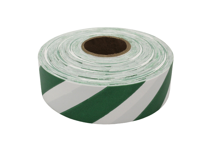PRESCO White and Green Stripe Roll Flagging (Dozen)