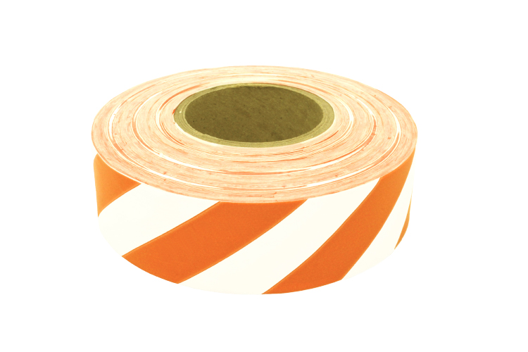 PRESCO White and Orange Stripe Roll Flagging (Dozen)