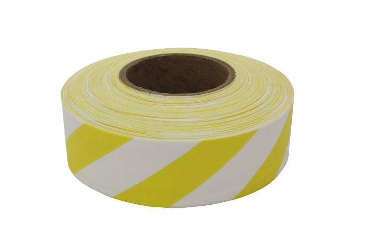 PRESCO White and Yellow Stripe Roll Flagging (Dozen)