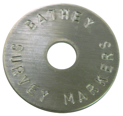 1 1/2" Aluminum Disc - Stamped Arc Text 1/16" Thick