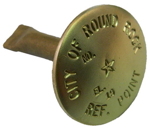 Brass Stamped 2-1/4" Dome Marker with 1/2" x 2.9" Stem Brass Stamped 2-1/4" Dome Marker with 1/2" x 2.9" Stem