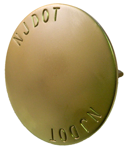 Brass Stamped 3-5/8" Dome Marker with 13/16" x 2.64" Stem Brass Stamped 3-5/8" Dome Marker with 13/16" x 2.64" Stem