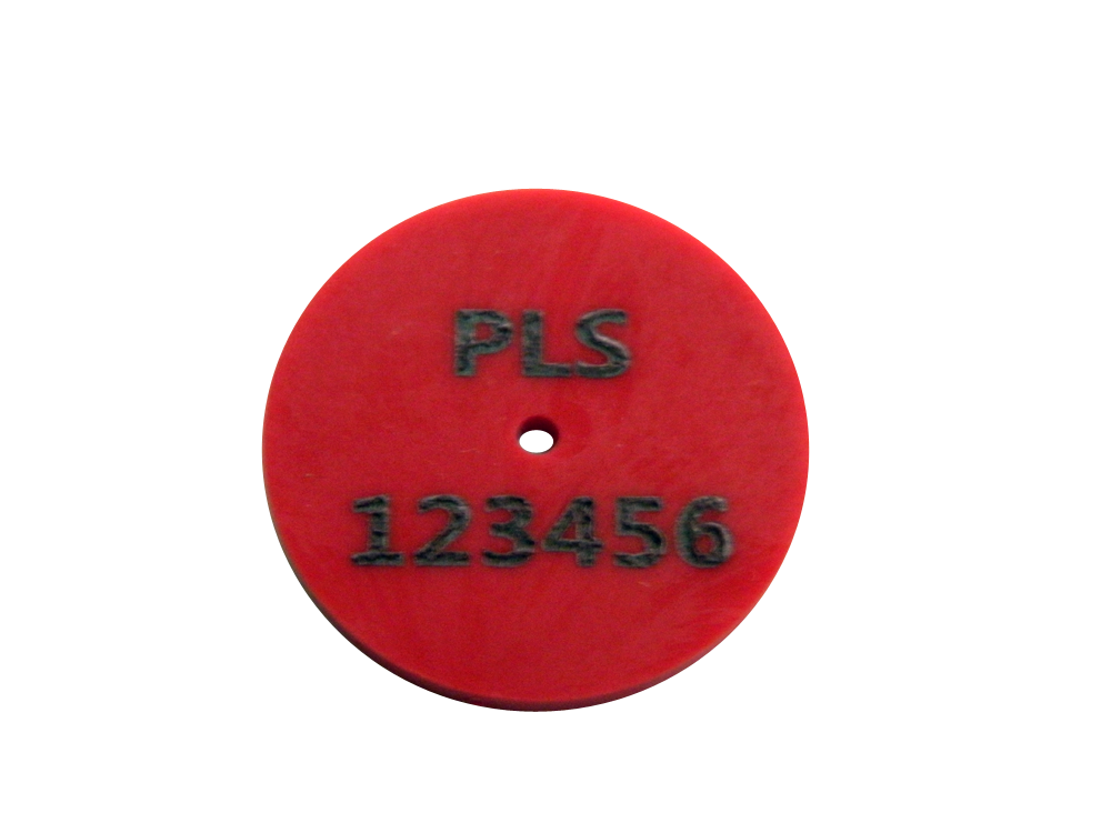 Plastic Disk Washer - Laser Marked with Your Text YELLOW Plastic Disk Washer - Laser Marked with Your Text YELLOW