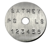 (image for) 1 1/4" Aluminum Disc - Stamped Straight Text 1/16" Thick