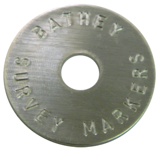 (image for) 1 1/2" Aluminum Disc - Stamped Arc Text 1/16" Thick