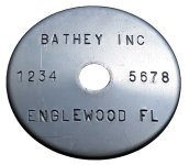 (image for) 1 1/2" Stainless Steel Tag - Stamped Straight Text 1/32" Thick