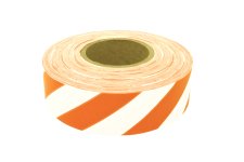 (image for) PRESCO White and Orange Stripe Roll Flagging (Dozen)