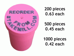 (image for) Laser Printed 1/2" Plastic Rebar Cap 2 Rows of Text