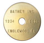 (image for) 1 1/2" Brass Tag - Stamped Straight Text 1/32" Thick
