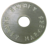 (image for) 1 1/2" Aluminum Disc - Stamped Arc Text 1/16" Thick