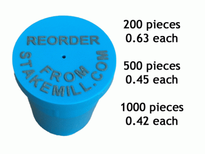 (image for) Laser Printed 5/8" Plastic Rebar Cap 2 Rows of Text