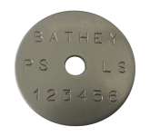 (image for) 1 1/4" Stainless Steel Tag - Stamped Straight Text 1/32" Thick