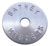 (image for) 1 1/4" Aluminum Disc - Stamped Arc Text 1/16" Thick