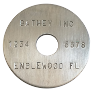 (image for) 1 1/2" Aluminum Disc - Stamped Straight Text 1/16" Thick