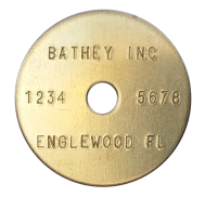 (image for) 1 1/2" Brass Tag - Stamped Straight Text 1/32" Thick