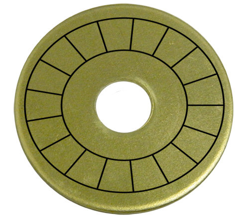 1 1/2" Brass Disc - Stamped Arc Text 1/16" Thick - Click Image to Close