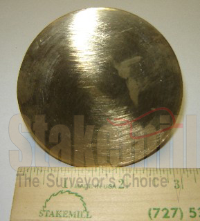 2-1/2 Inch Brass Survey Marker Flat Top 19-702 - Click Image to Close