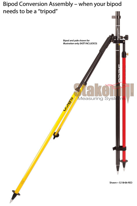 Bipod to Tripod Conversion Assembly - Single Leg Fluor Yellow