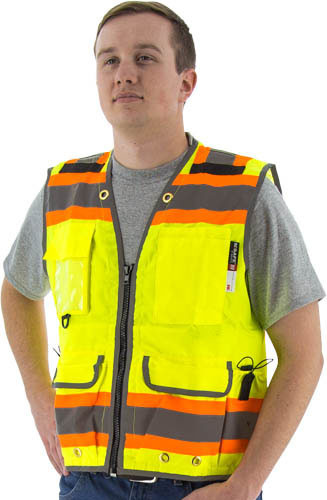 Majestic Hi-Viz Surveyors Vest Class 2 Fluor Yellow