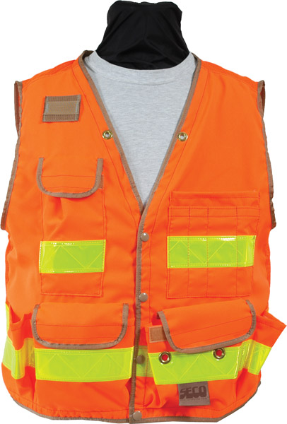 SECO 8069 Series Survey Vest Class 2 Fluorescent Orange - Click Image to Close