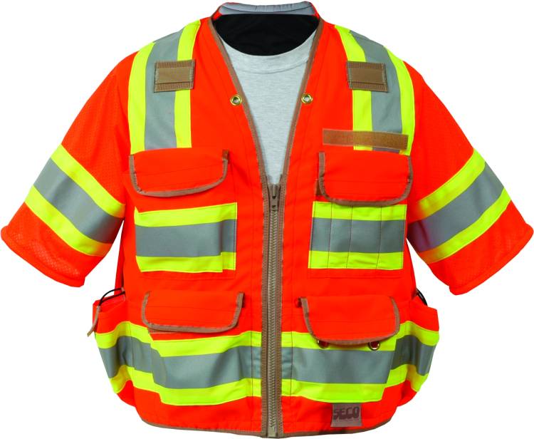 SECO 8365 ANSI/ISEA Class 3 DOT Safety Vest Fluorescent Orange