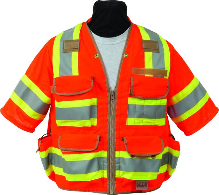 SECO 8365 ANSI/ISEA Class 3 DOT Safety Vest Fluorescent Orange - Click Image to Close