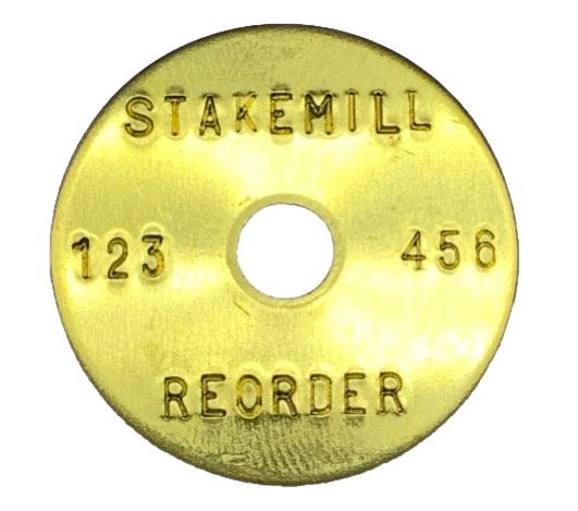 1 1/4" Brass Disc - Stamped Straight Text 1/16" Thick - Click Image to Close