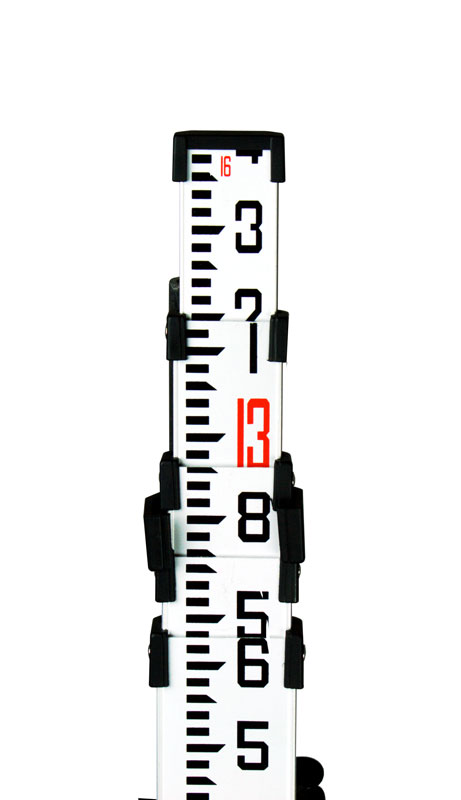 Dutch Hill Aluminum Leveling Rod, 16ft, Feet Tenths/100ths Scale - Click Image to Close