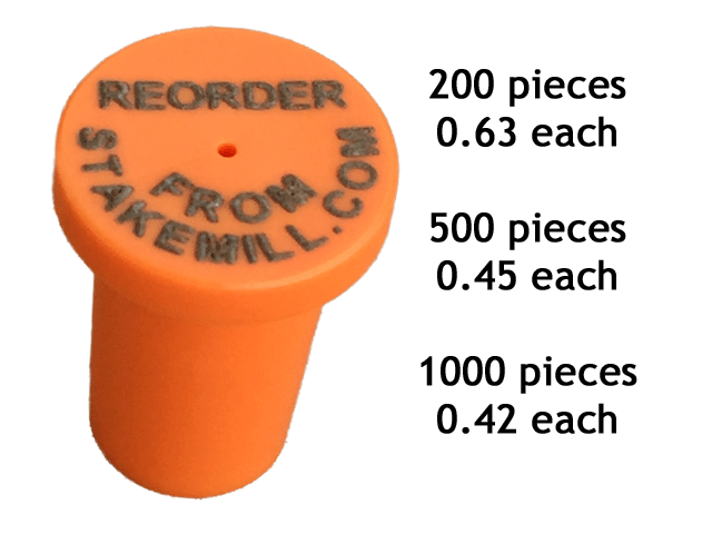 Laser Printed 3/8" Plastic Rebar Cap 2 Rows of Text - Click Image to Close