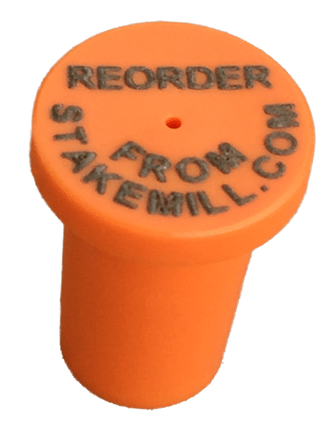 Laser Printed 3/8" Plastic Rebar Cap 2 Rows of Text - Click Image to Close