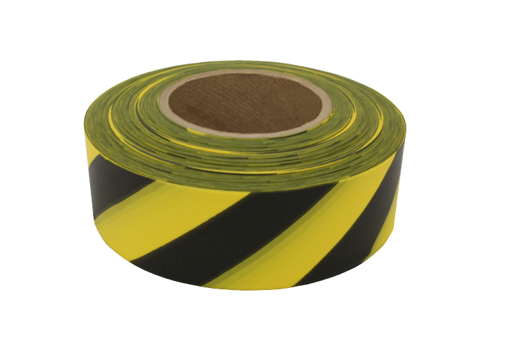 PRESCO Yellow and Black Stripe Roll Flagging (Dozen)
