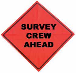 US Made SURVEY CREW AHEAD Nylon Mesh Roll Up Sign 48 Inch - Click Image to Close