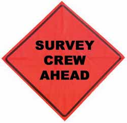 US Made SURVEY CREW AHEAD Nylon Mesh Roll Up Sign 36 Inch - Click Image to Close